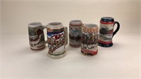 Budweiser Holiday Steins