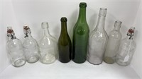 (8) vintage glass bottles