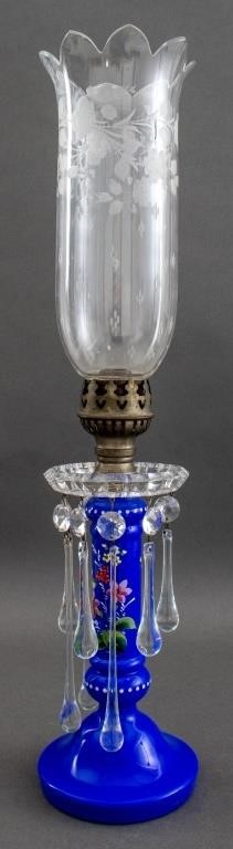 Victorian Glass Hurricane Lamp, ca. 1900