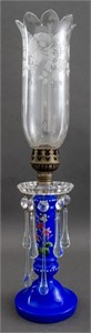 Victorian Glass Hurricane Lamp, ca. 1900