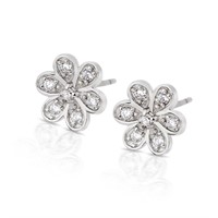 Lovely White CZ Flower Earrings