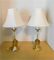 2 Lamps Clear Glass w/Brass(?) Base