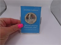 Solid Sterling SIlver U.N. 25th Anniv Comm Medal A