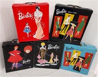 Five Vintage Barbie Doll Cases