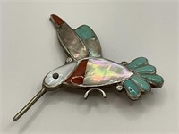 Sterling Native Hummingbird Brooch 8.0gr TW