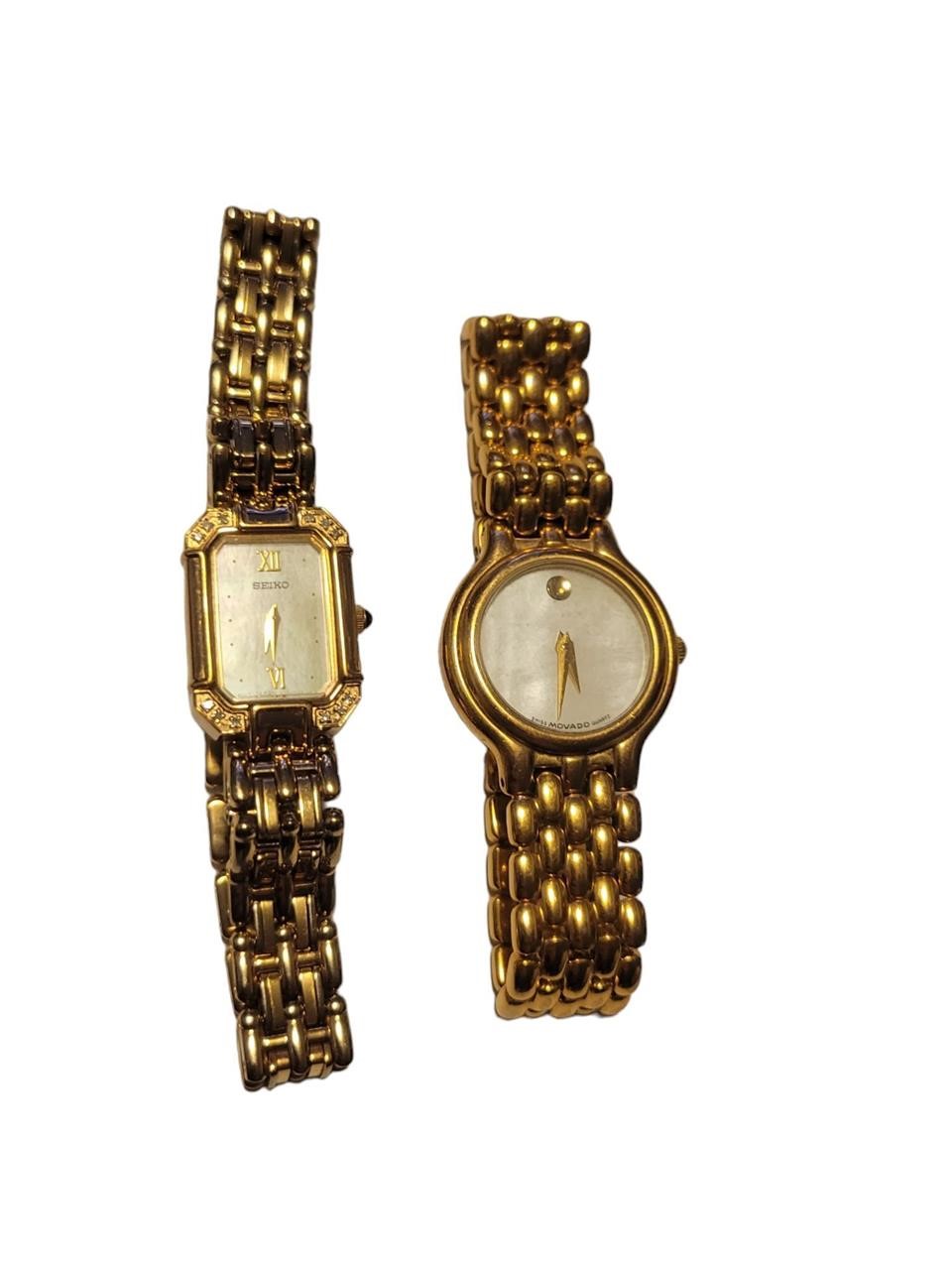 Movado & Seiko Womens Gold Tone Wrist Watches