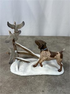 Danbury Mint Winter flush bird and dog sculpture