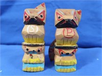 Vintage Wooden Totem Pole S&P Shakers