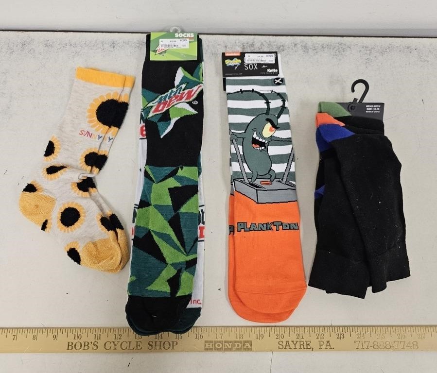 (7) New Pairs of Socks- Including Mountain Dew &
