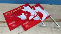 2 Coca-Cola Canada Olympic Hockey Car Flags