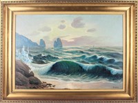 ADOLPH RUBINO SEASCAPE OIL ON CANVAS SIGNED