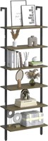 Wolawu Ladder Shelf Black 6 Tiers Modern Bookshelf