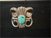 Sand Cast Silver & Turquoise Cuff