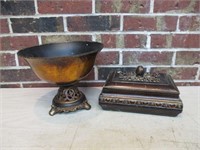 Decorative Metal Box & Metal Fruit Bowl