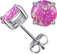 Gold-pl. Round 4.10ct Purple Fire Opal Earrings