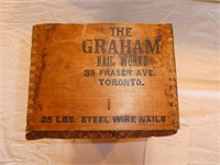 Antique "Graham" Nail Works Wooden Box