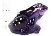 Fenton purple frog w/ white flowers