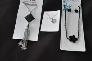 2 necklaces and 1 necklace earring set