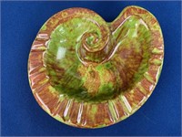 Ceramic Green and burgundy snail shape ashtray,