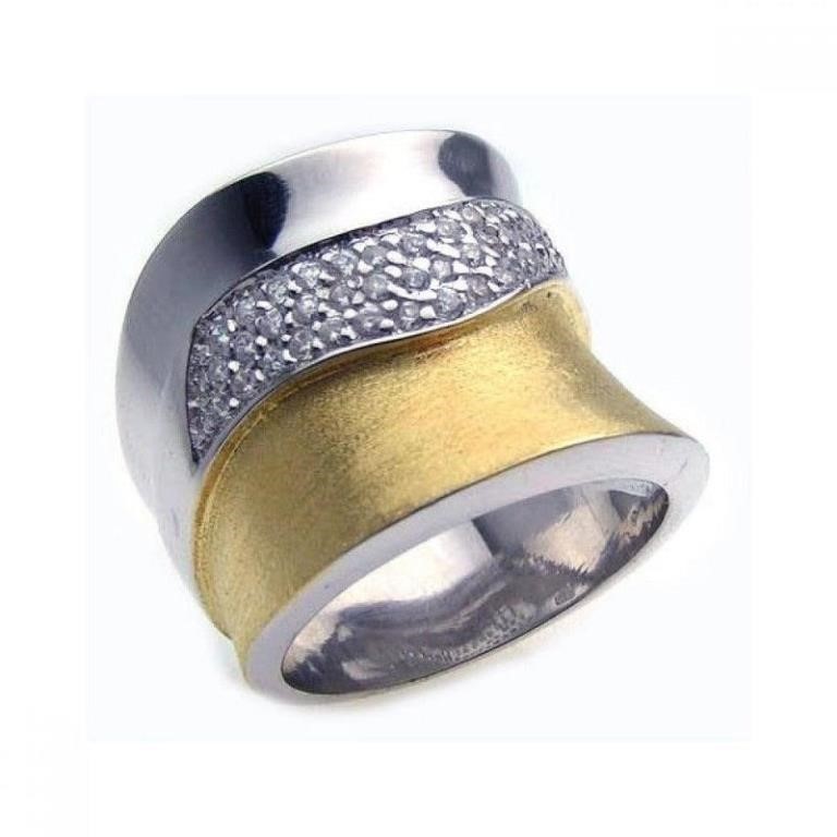 Sterling Silver Rhodium Plated Crystal Ring