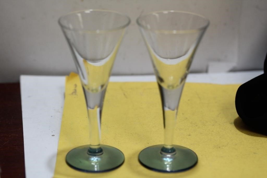 A Pair of Small Artglass Champagne Cups