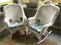 2 rocking chairs with cushions