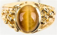 Jewelry 10kt Yellow Gold Men's Cat Eye Ring