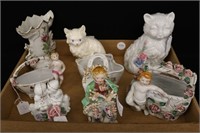 Porcelain Figurines, Baskets & Vases