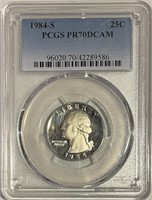 US Certified PROOF 70 Deep Cameo 1984S 25c