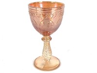 Marigold Carnival Glass Cordial Wine Goblet 4.5"H