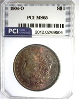 1904-O Morgan PCI MS65 Iridescent Toning