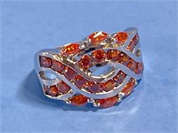 925 silver Ring with Orange Colored Cut Stones