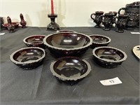Lot Of Ruby Red Cape Cod Bowls