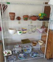 White Metal Shelf Rack, Gardening Pots, Bases,