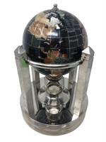 Semi precious gemstone inlay rotating globe