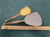 Vintage Brush and Mirror Vanity Set