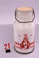 "Belle Vernon" one gallon glass butter milk jar