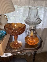 Oil lamp and marigold pattern dish