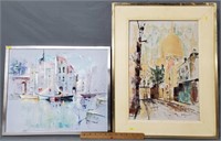Lot of 2 French Style Oil Paintings Pastel Colors