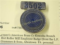 c1920's American Brass Co Kenosha Branch