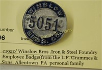 c1920' Winslow Bros .Iron & Steel Foundry