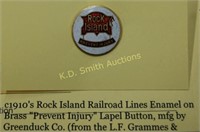c1910's Rock Island Railroad Lines Enamel on Brass