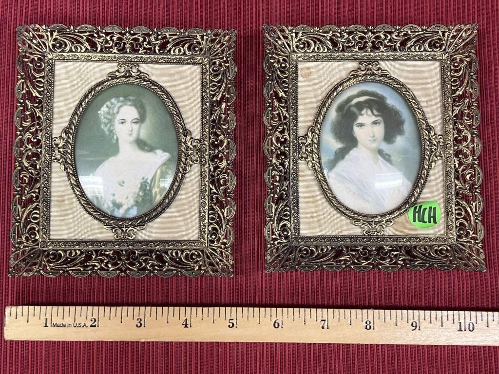 Antique Victorian Cameos/ Portrait in Metal Frames