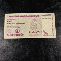 Five Billion Dollars of Zimbabwe Banknote