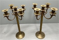 Pair Brass Candelabras Candlestick Holders