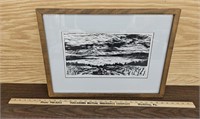 Woodcutting Print "Route 414 Lodi" signed by