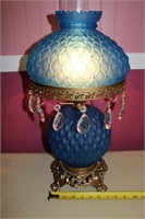 Satin Blue Fenton Lamp GORGEOUS