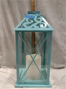 Lrg Blue Metal Candle Lantern