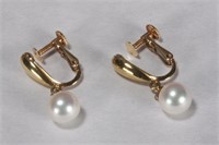 Pair of Ladies 18ct Gold, Pearl & Diamond Earrings