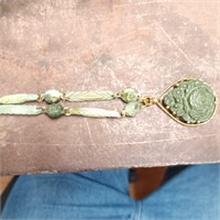 Carved Green Oriental style Necklace